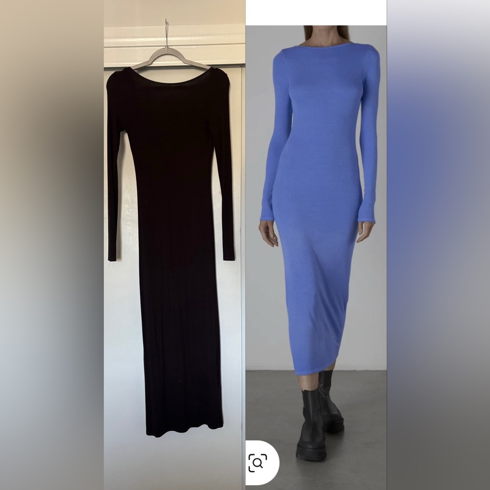 Silk Knit Long Sleeve Scoopback Dress dark deep purple ENZA COSTA midi small